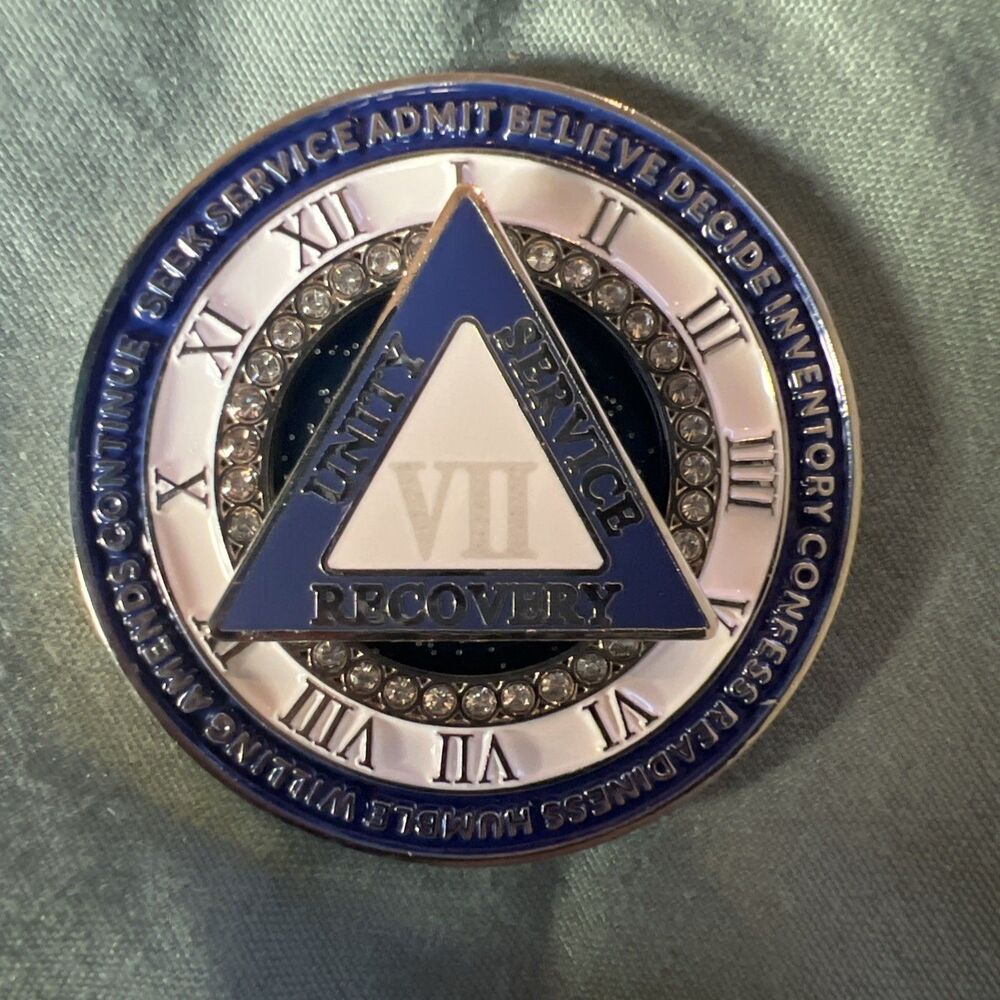 7 VII Year Sobriety Coin Rotate Triangle Design AA NAChips Medallion Sobriety